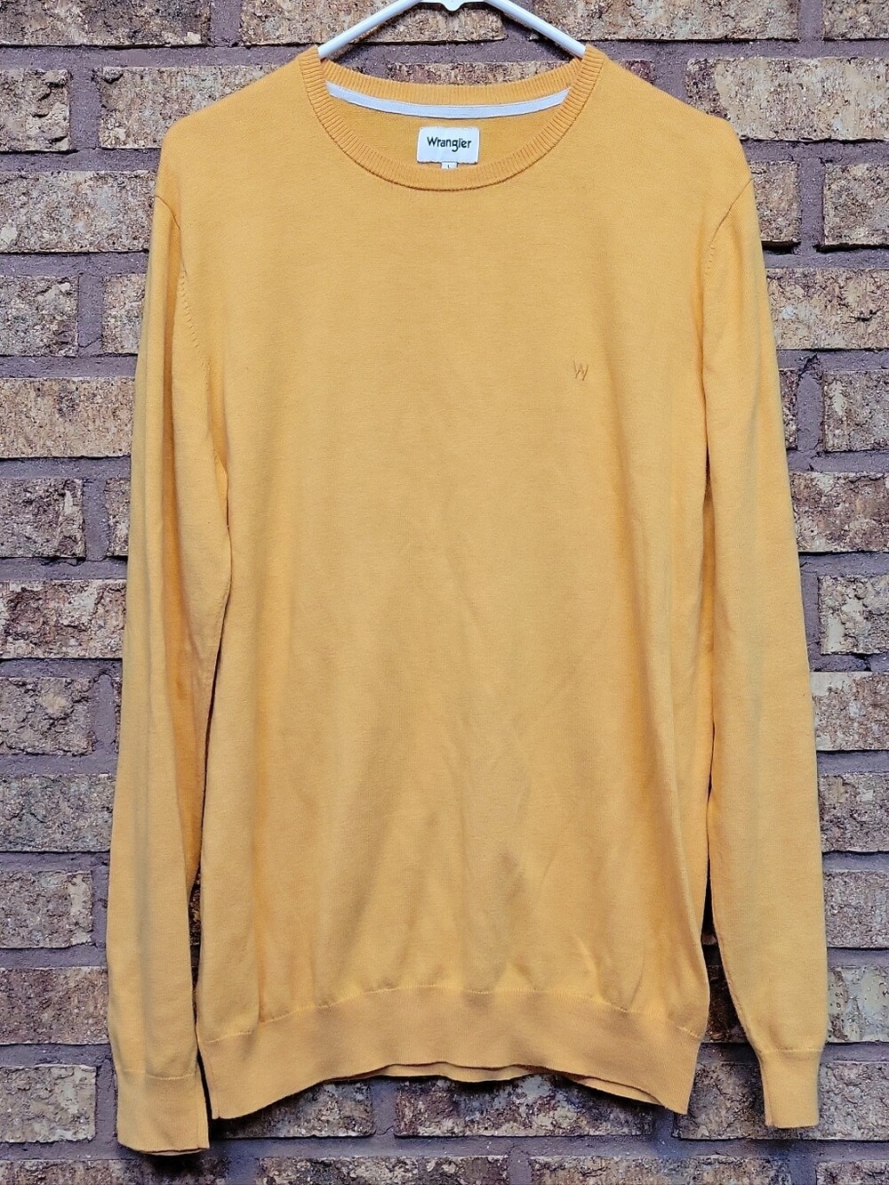 Wrangler Men's Golden Yellow Crewneck Sweater Size Large Cotton Blend Casual